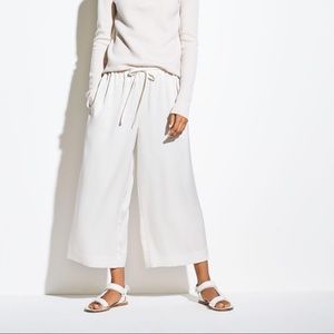 Vince Satin Cropped Wide Leg Pants White